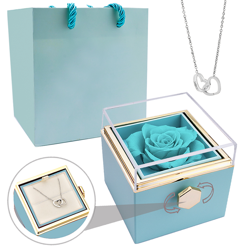 ETERNAL ROSE BOX - W/ ENGRAVED NECKLACE & REAL ROSE – belovechain